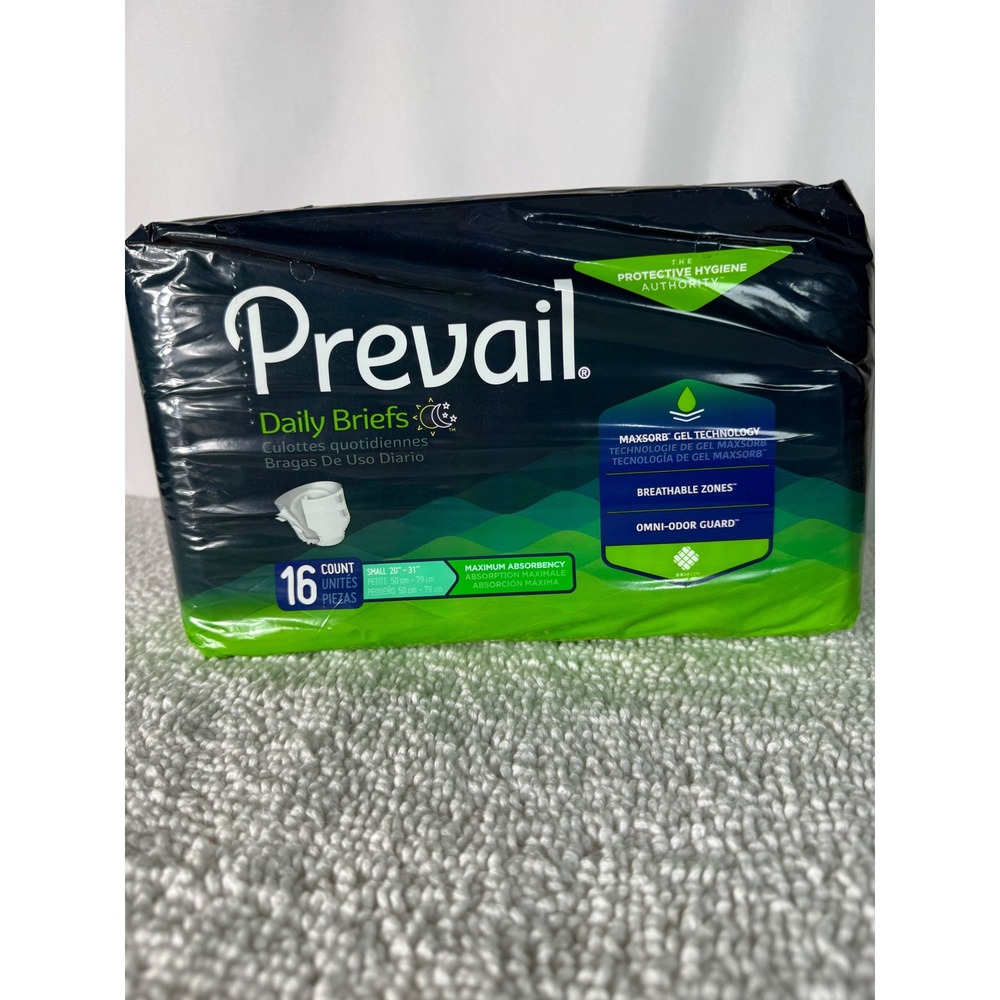 Prevail Daily Briefs Small 20-31 inch Maximum Absorbency 16 Count PV-011